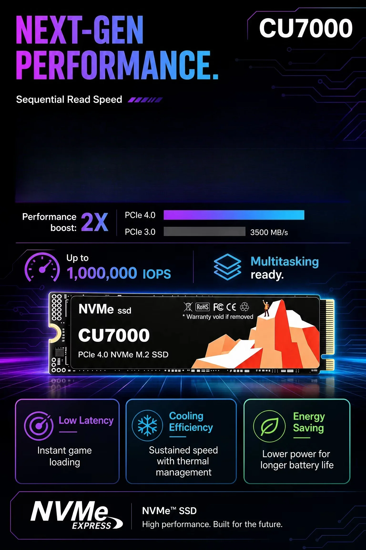 CU7000 SSD M.2 NVMe Internal S - M.2 Nvme 4Tb Pcie 4.0 Ssd recension och pris