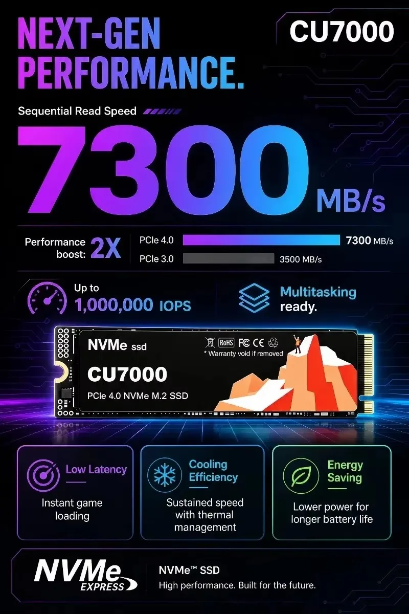 CU7000 SSD M.2 NVMe Internal S - M.2 Nvme 4Tb Pcie 4.0 Ssd recension och pris